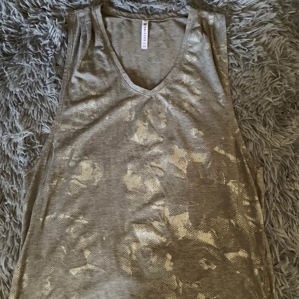 Fabletics Gray and Silver Metallic Top